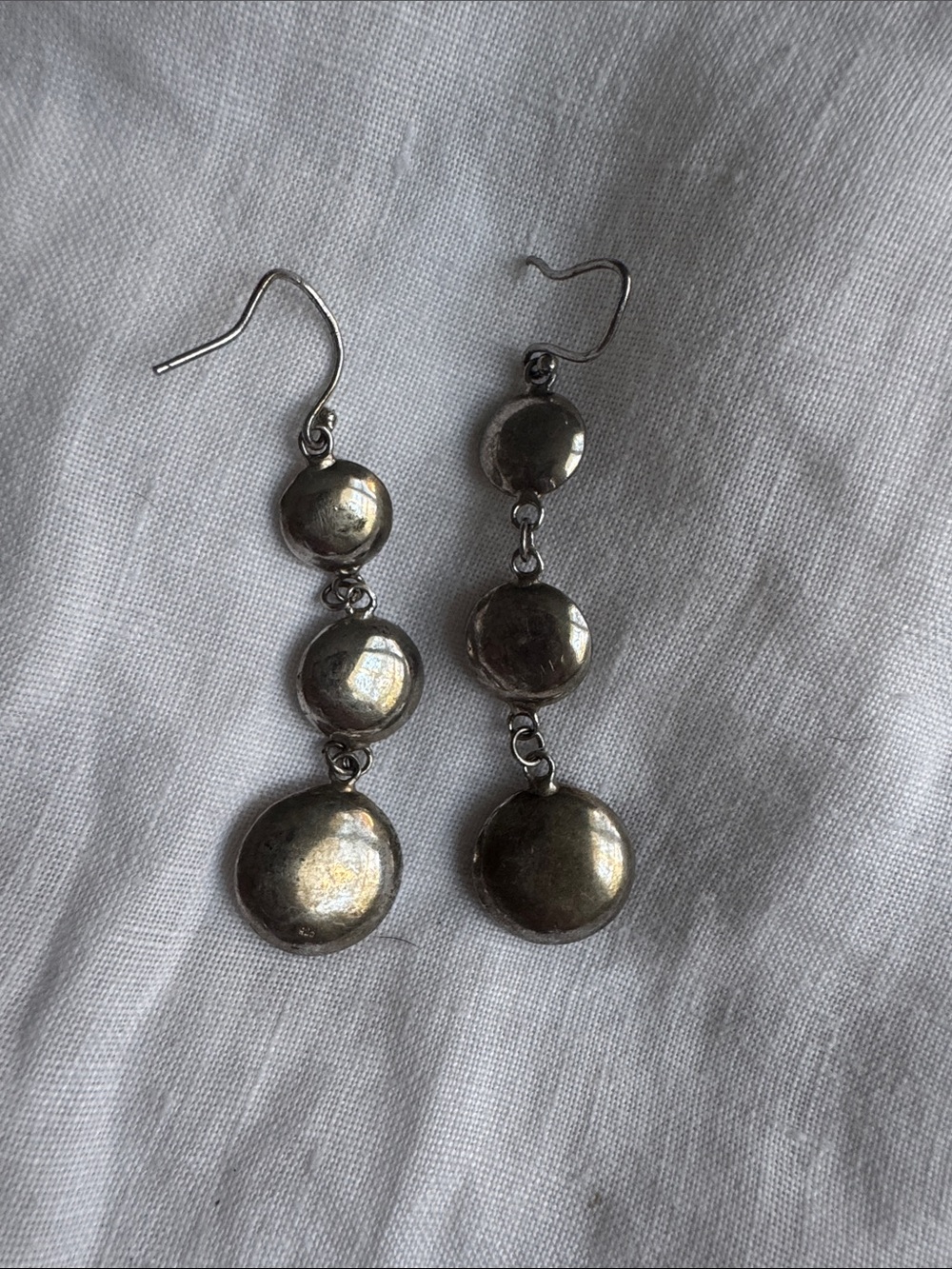 Sterling silver stamped 925 Triple Disc Drop Earrings - Women Jewelry.
